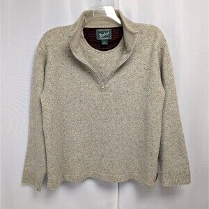 Woolrich 1/4 Zip Lambswool Sweater Pullover Oatmeal Heather Men's Size XL